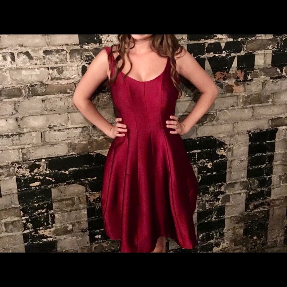 Aqua Dresses - Women’s Burgundy Corset Style Mini Dress - 2